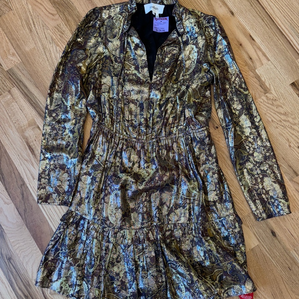 Ba&sh golden brown paisley dress NWT